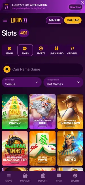 LUCKY77 APK beranda